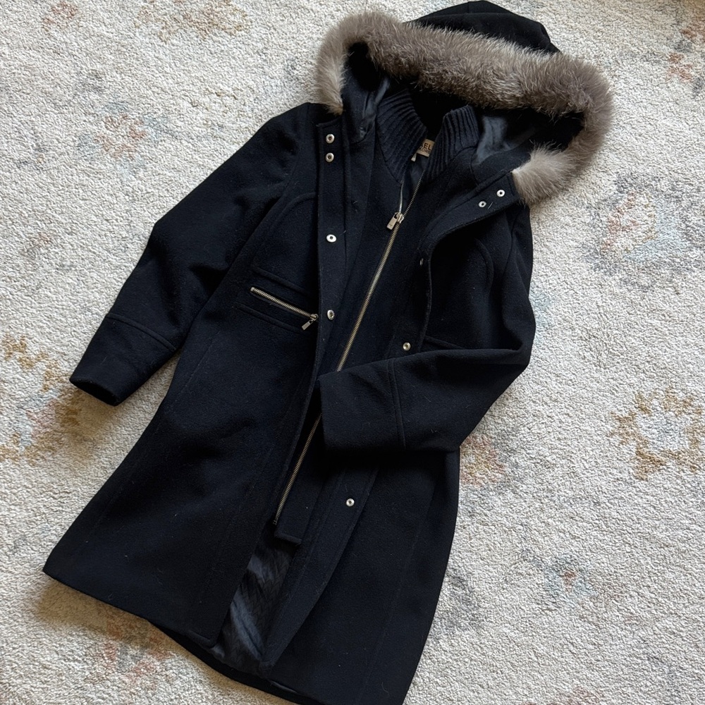 Michael Kors Black Ski Jacket with Faux Fur Trim